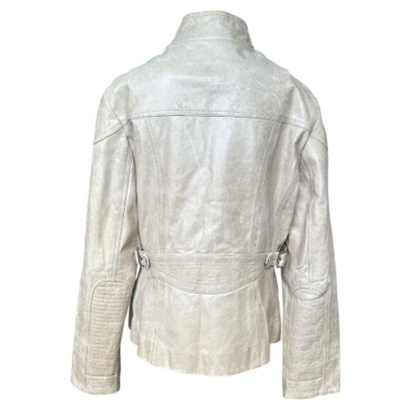 Schott NYC Vintage Women's Leather Jacket Cream Size Medium - Picture 3 of 11